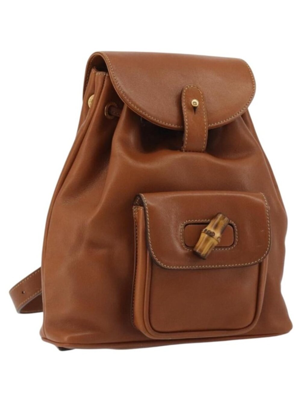 GUCCI Bamboo Backpack Leather Brown Gold 03 2265 0030